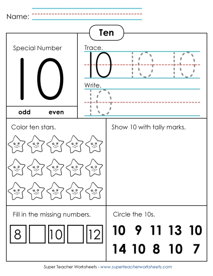 2-Digit Numbers - Special Number: 10