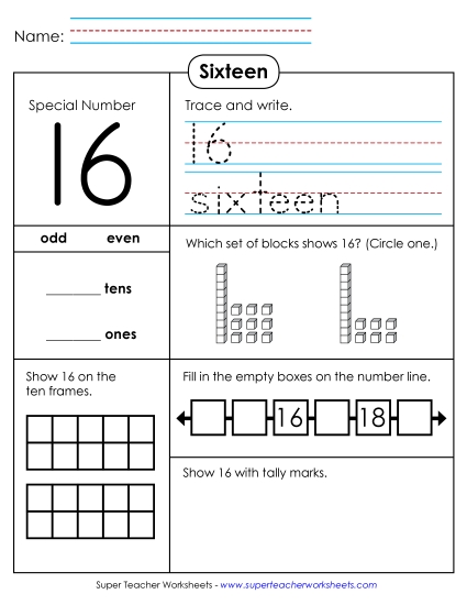 2-Digit Numbers - Special Number: 16