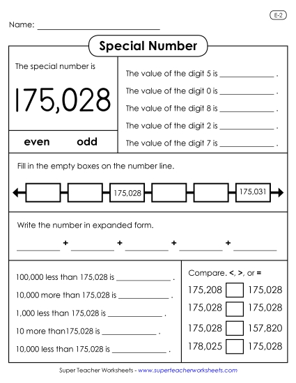6-Digit Numbers - Special Number: 175,028 6-Digit Numbers - Special Number: 175,028