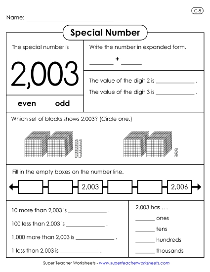 4-Digit Numbers - Special Number: 2,003