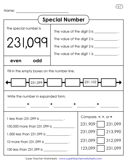 6-Digit Numbers - Special Number: 231,099