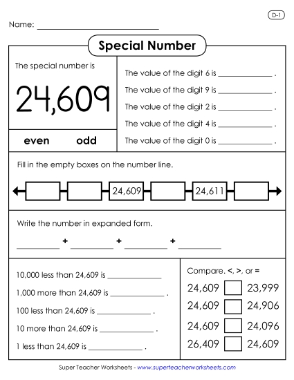 5-Digit Numbers - Special Number: 24,609 5-Digit Numbers - Special Number: 24,609