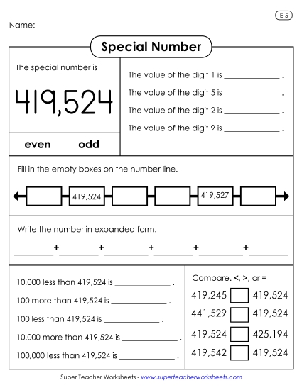 6-Digit Numbers - Special Number: 419,524 6-Digit Numbers - Special Number: 419,524