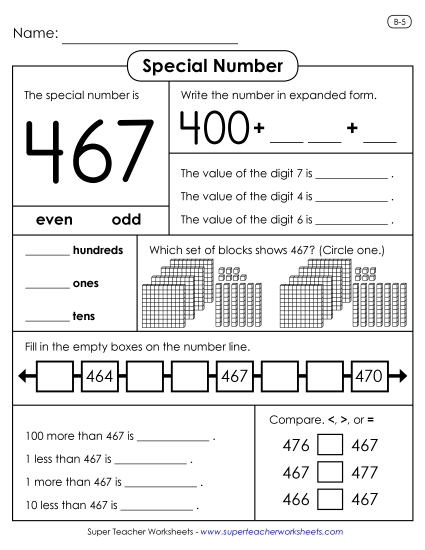 3-Digit Numbers - Special Number: 467 3-Digit Numbers - Special Number: 467