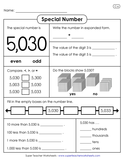 4-Digit Numbers - Special Number: 5,030