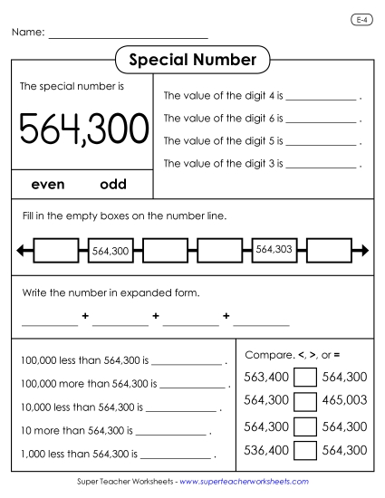 6-Digit Numbers - Special Number: 564,300