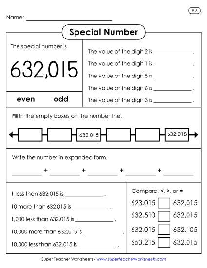 6-Digit Numbers - Special Number: 632,015 6-Digit Numbers - Special Number: 632,015