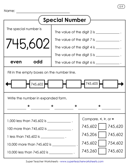 6-Digit Numbers - Special Number: 745,602 6-Digit Numbers - Special Number: 745,602