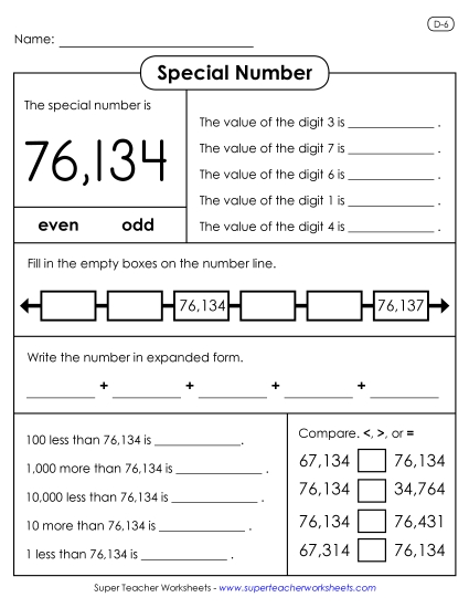 5-Digit Numbers - Special Number: 76,134