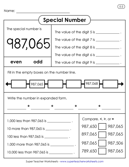 6-Digit Numbers - Special Number 987,065