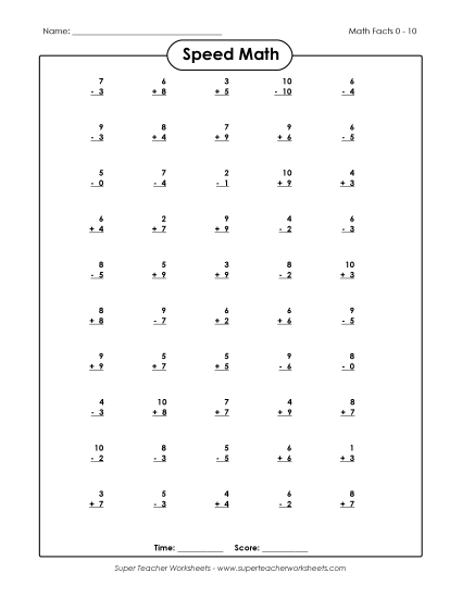 Speed Math - Speed Math (Add/Subtract)