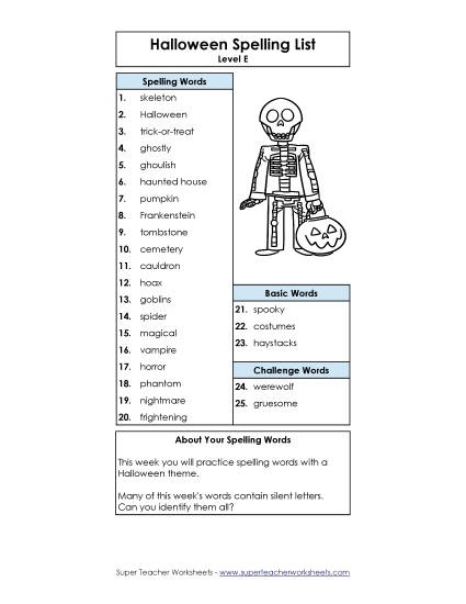 Spelling List - Spelling List 