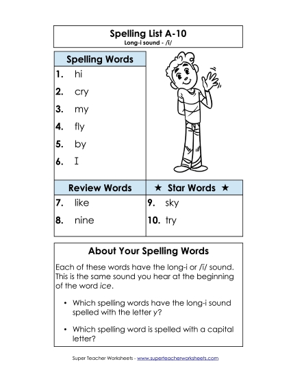Spelling List - Spelling List A-10