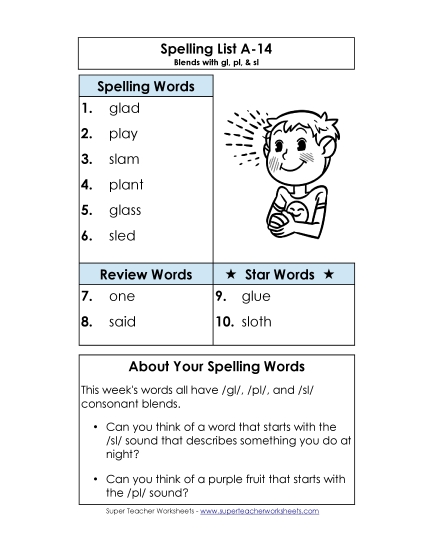 Spelling List - Spelling List A-14 Spelling List - Spelling List A-14