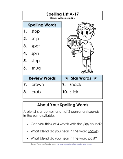 Spelling List - Spelling List A-17 Spelling List - Spelling List A-17