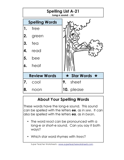 Spelling List - Spelling List A-21 Spelling List - Spelling List A-21