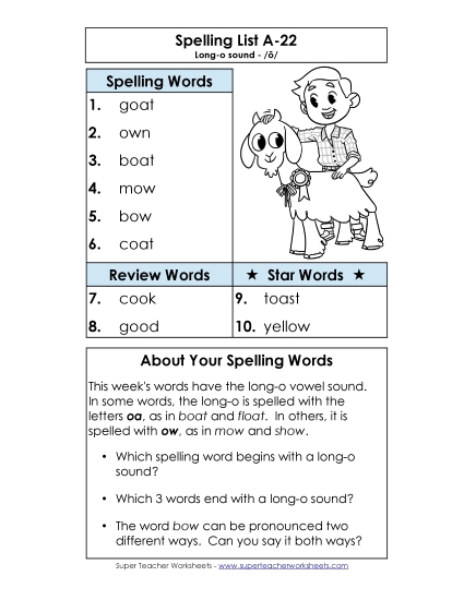 Spelling List - Spelling List A-22 Spelling List - Spelling List A-22
