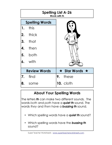 Spelling List - Spelling List A-26