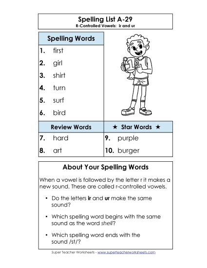 Spelling List - Spelling List A-29