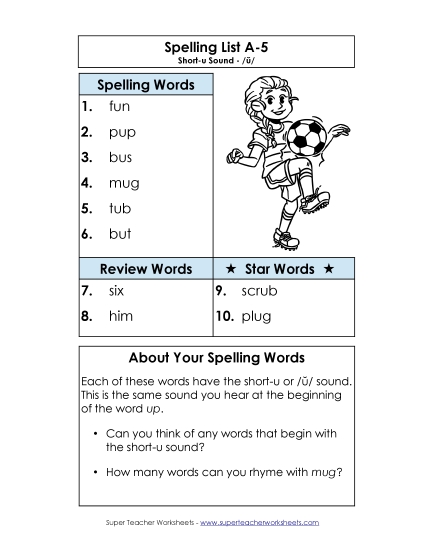 Spelling List - Spelling List A-5 Spelling List - Spelling List A-5
