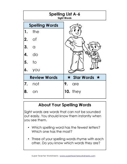 Spelling List - Spelling List A-6 Spelling List - Spelling List A-6