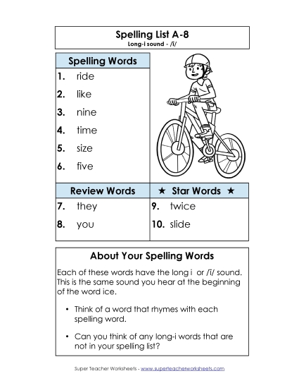 Spelling List - Spelling List A-8 Spelling List - Spelling List A-8