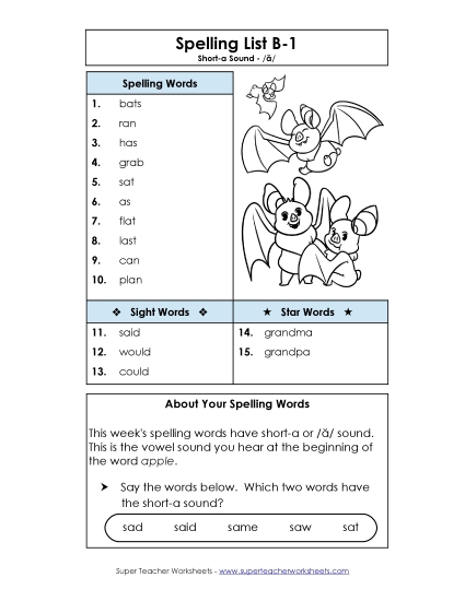 Spelling List - Spelling List B-1