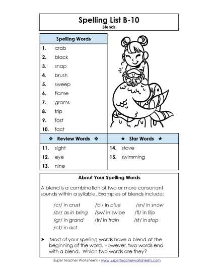 Spelling List - Spelling List B-10 Spelling List - Spelling List B-10