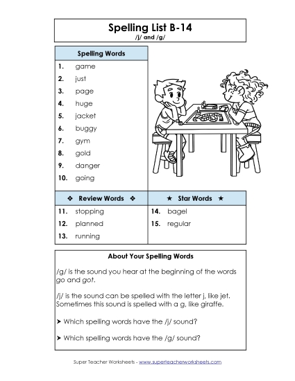Spelling List - Spelling List B-14