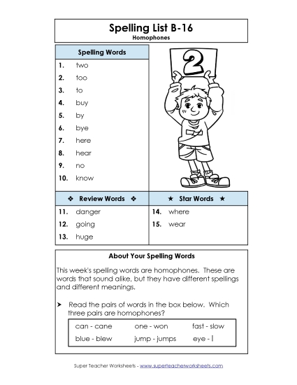 Spelling List - Spelling List B-16 Spelling List - Spelling List B-16