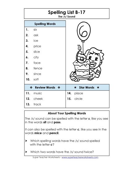 Spelling List - Spelling List B-17 Spelling List - Spelling List B-17