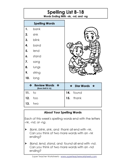 Spelling List - Spelling List B-18