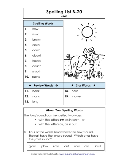 Spelling List - Spelling List B-20