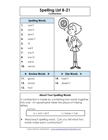 Spelling List - Spelling List B-21