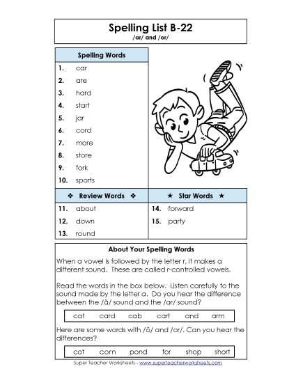 Spelling List - Spelling List B-22 Spelling List - Spelling List B-22