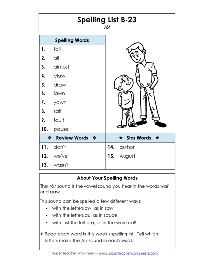 Spelling List - Spelling List B-23 Spelling List - Spelling List B-23