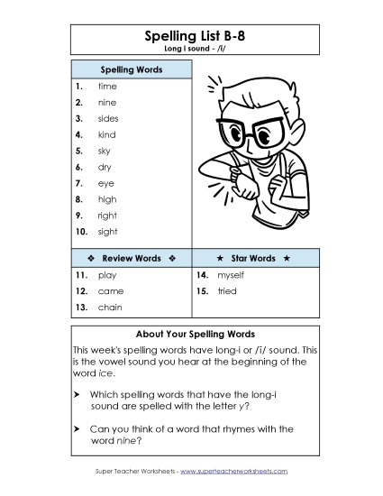 Spelling List - Spelling List B-8