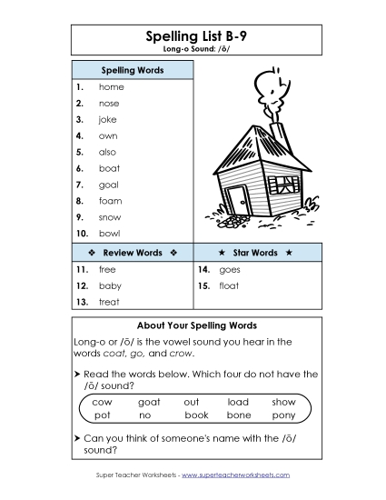 Spelling List - Spelling List B-9