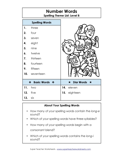 Spelling List - Spelling List (B-Number Words) 