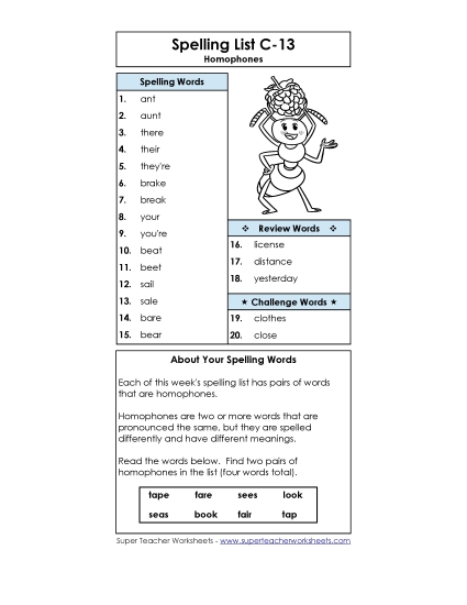 Spelling List - Spelling List C-13