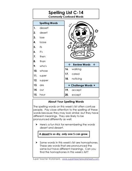 Spelling List - Spelling List C-14