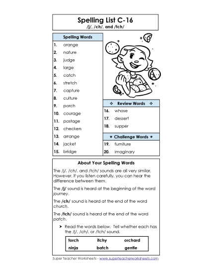 Spelling List - Spelling List C-16
