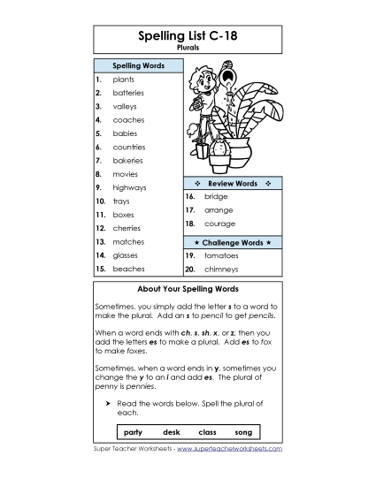 Spelling List - Spelling List C-18 Spelling List - Spelling List C-18