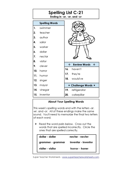 Spelling List - Spelling List C-21