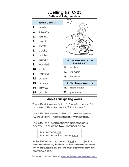 Spelling List - Spelling List C-23