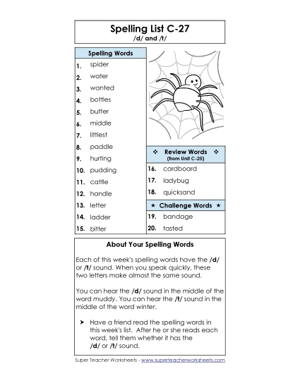 Spelling List - Spelling List C-27 Spelling List - Spelling List C-27