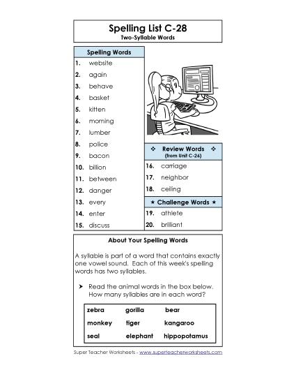 Spelling List - Spelling List C-28