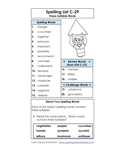 Spelling List - Spelling List C-29 Spelling List - Spelling List C-29