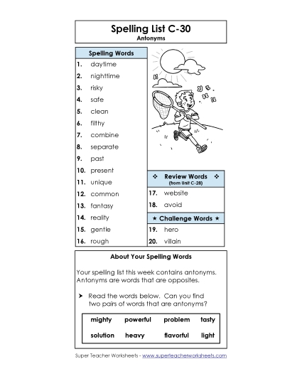 Spelling List - Spelling List C-30