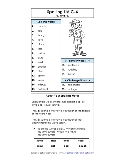 Spelling List - Spelling List C-4 Spelling List - Spelling List C-4
